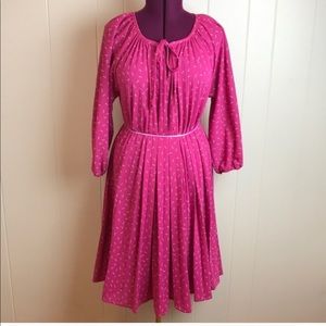 Vintage 70s/80s Pink Pleated Mumu w/ Quote Print